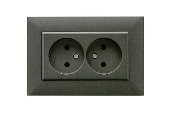 Розетка 2-я Karea RIZZ STAR без заземл. дым. металлик Makel 88050017