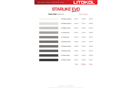 Затирка эпоксидная Litokol Starlike EVO S.110 жемчужно-серый 5 кг L0485140004