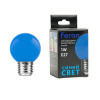 Лампа светодиодная Feron LB-37 Шарик E27 1W 230V Синий