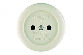 Розетка наружная без заземления круглая (керамика)