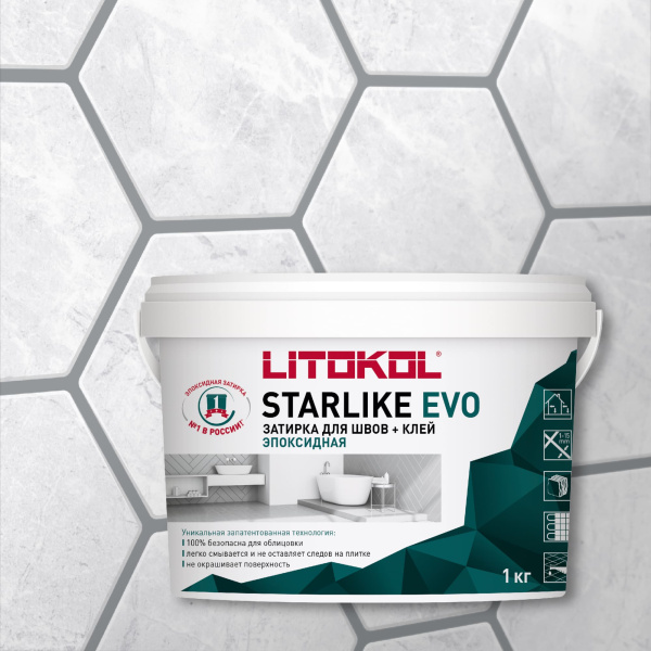 Затирка эпоксидная Litokol Starlike EVO S.110 жемчужно-серый 1 кг L0485140002