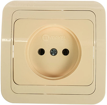 Mimoza Розетка без заземления (керамика) бежевая