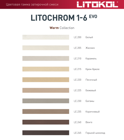 Затирка цементная Litokol Litochrom 1-6 EVO LE.220 песочный 2 кг с противогрибковыми свойствами