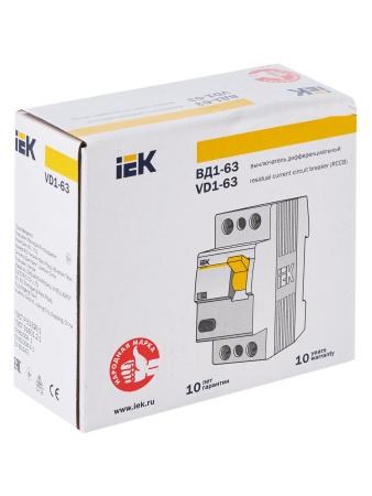 IEK KARAT Выключатель дифференциальный ВД1-63 (УЗО) 2Р 50А 300мА
