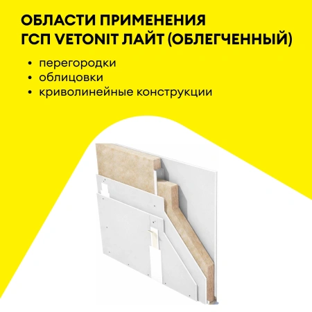 Гипсокартон Vetonit (Gyproc) Лайт 9,5х1200х2500 мм (66)