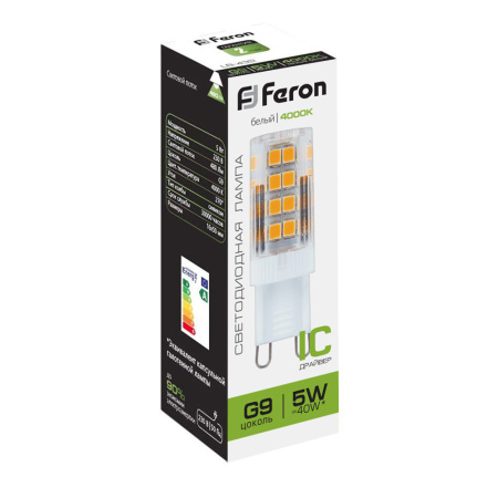 Лампа светодиодная Feron LB-432 G9 5W 175-265V 4000K