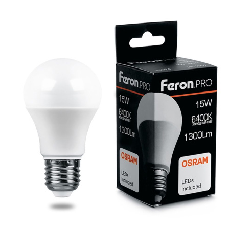 Лампа светодиодная Feron.PRO LB-1015 Шар E27 15W 175-265V 6400K 38037