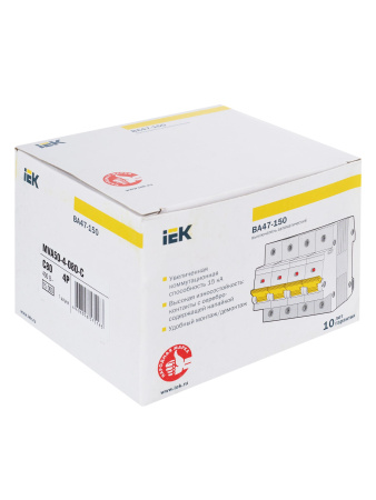 IEK KARAT Автоматический выключатель ВА47-150 4Р 80А 15кА характеристика C