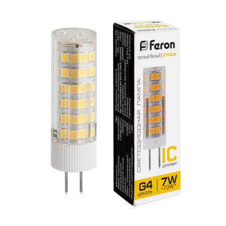 Лампа светодиодная Feron LB-433 G4 7W 175-265V 2700K 25863