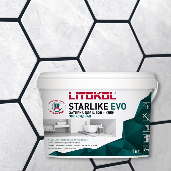 Затирка эпоксидная Litokol Starlike EVO S.145 черный 1 кг L0485200002