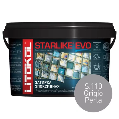 Затирка эпоксидная Litokol Starlike EVO S.110 жемчужно-серый 5 кг L0485140004